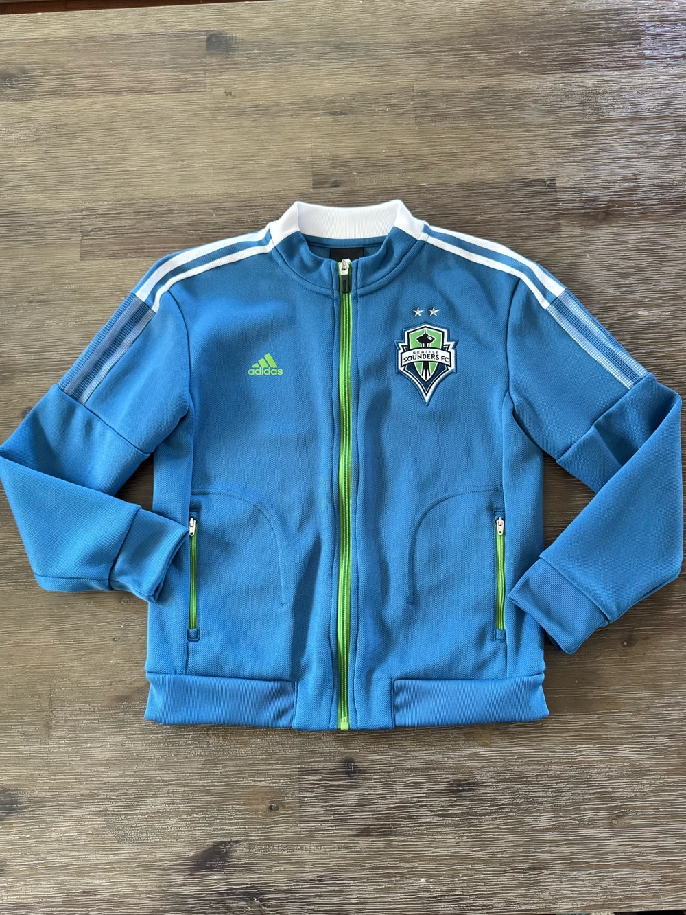 🟡EUC🟡 Adidas Seattle Sounders Youth Small (8) Full Zip Unisex Blue Jacket
